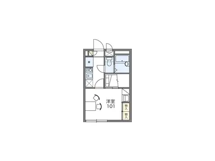 レオパレスメルベーユ(1K/1階)の間取り写真