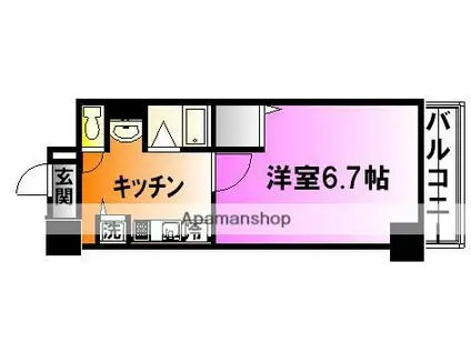 ル ポルスタ湘南(1K/4階)の間取り写真