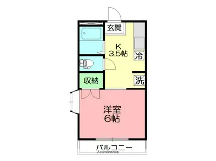 ピュアタウン北矢名(1DK/1階)の間取り写真