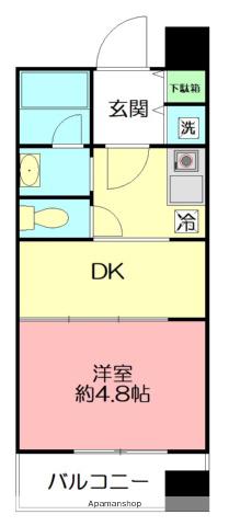 シャンテ伊勢原(1DK/6階)の間取り写真