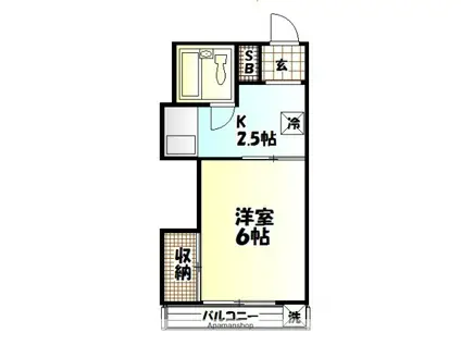 ホワイトハウス伊勢原(1K/1階)の間取り写真