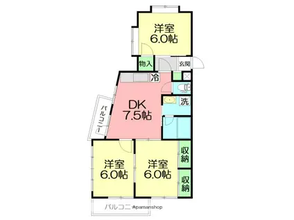 ビューハイツ菫平(3DK/3階)の間取り写真