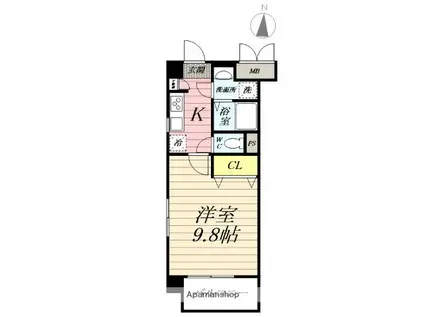 グランシャリオ鵠沼(1K/1階)の間取り写真