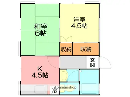 西湘ハイツ(2DK/2階)の間取り写真