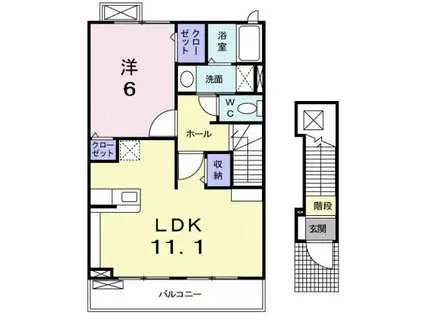 クラール曽比A(1LDK/2階)の間取り写真