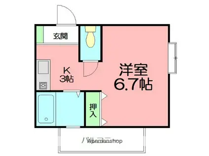 ヴェント(1K/1階)の間取り写真