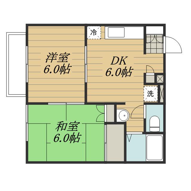 エスペランサ城南(2DK/2階)の間取り写真