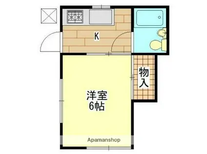 西山アパートA棟(1K/1階)の間取り写真