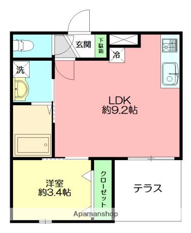 カプア湘南(1LDK/2階)の間取り写真