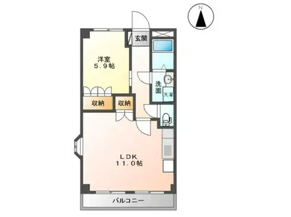 サンシャイン・B・江藤(1LDK/1階)の間取り写真