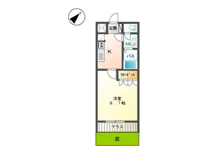 エスポアール(1K/1階)の間取り写真