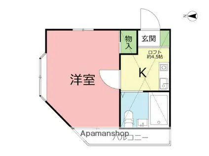 リバーサイドハイツ(1K/2階)の間取り写真
