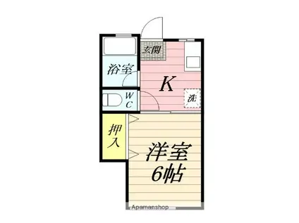 ハイツハーモニー(1K/2階)の間取り写真