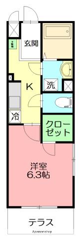 カレッジヒルズ(1K/3階)の間取り写真
