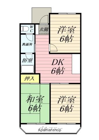 メゾン長井(3DK/3階)の間取り写真