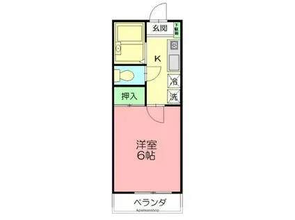 ベルビュー六会(1K/1階)の間取り写真