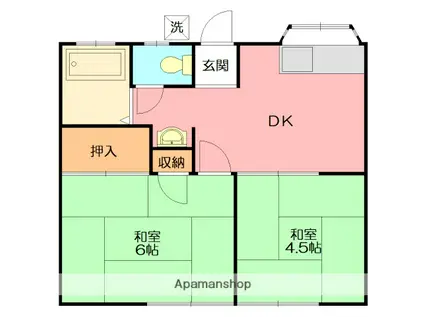 グリーンテラス湘南(2DK/1階)の間取り写真