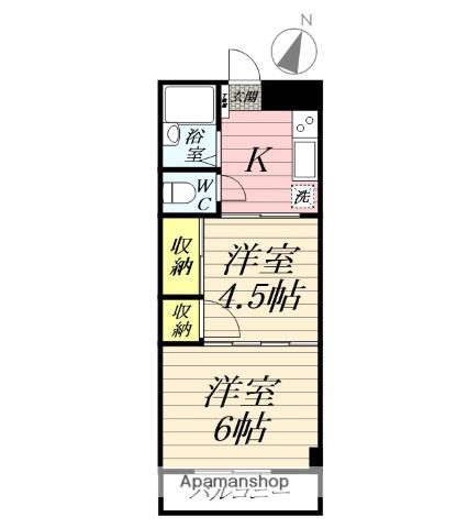 アーク桜ヶ丘(2K/2階)の間取り写真