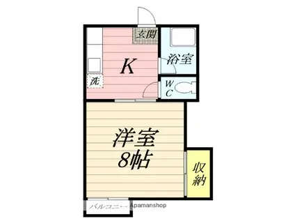 黄金台ハイツ(1K/2階)の間取り写真