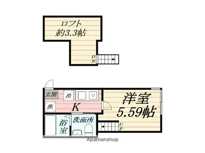 スカイビュー桜ヶ丘(1K/1階)の間取り写真