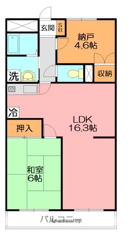 サニーレジデンス平塚Ⅰ(1SLDK/3階)の間取り写真
