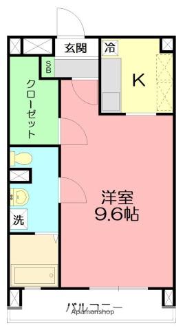 オセアン ブルー(ワンルーム/1階)の間取り写真