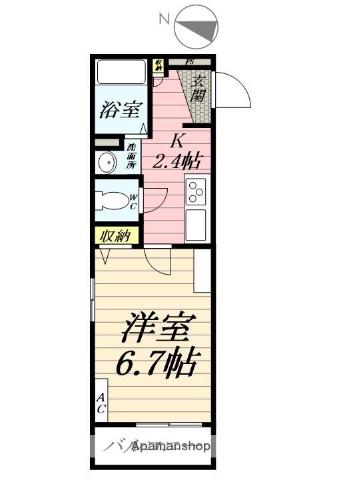 ジュネスⅡ(1K/2階)の間取り写真