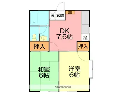 ハイム湘南(2DK/2階)の間取り写真