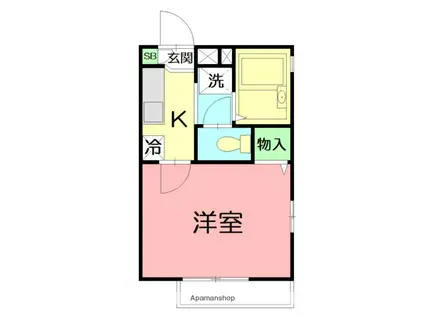 コスモハイツ(ワンルーム/2階)の間取り写真