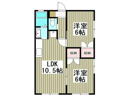 シーサイドハイムカトウⅡ(2LDK/2階)の間取り写真