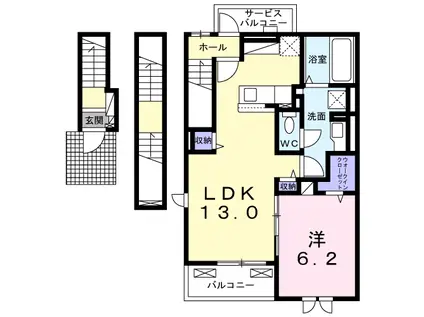 ベル アルカンシェル(1LDK/3階)の間取り写真