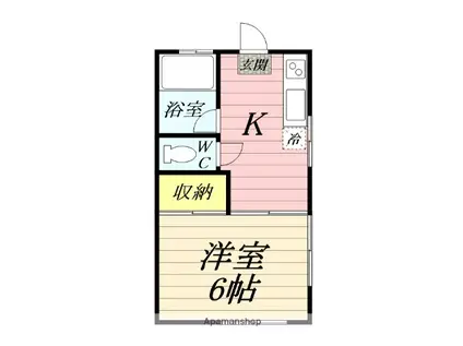 ルミエールB棟(1K/2階)の間取り写真