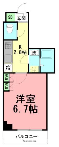 FIORE KP 茅ヶ崎(1K/3階)の間取り写真