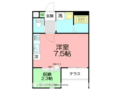 ヴィラ中海岸(ワンルーム/1階)の間取り写真