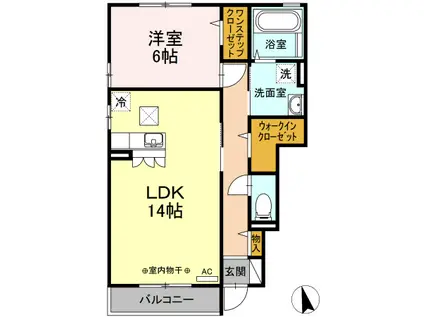 ウイングコート(1LDK/1階)の間取り写真