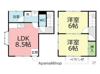 THREE ARROWS(2LDK/1階)の間取り写真