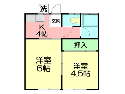 やよい荘(2K/1階)の間取り写真