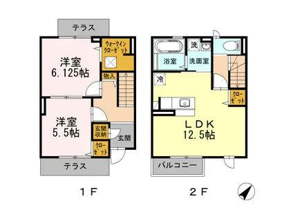 ライスフィールド ハピネス B(2LDK)の間取り写真