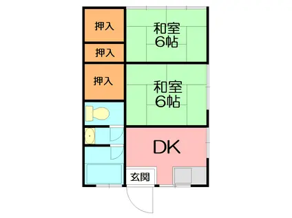 イイダハイツB(2DK/1階)の間取り写真
