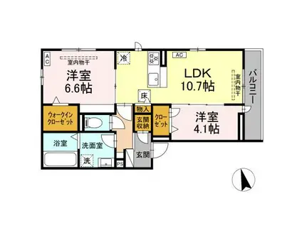 アトリウム(2LDK/1階)の間取り写真