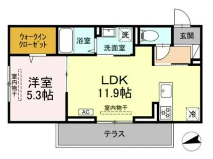 アンソレイユ宮ノ上(1LDK/1階)の間取り写真
