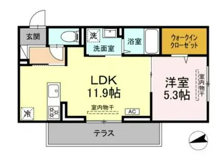 アンソレイユ宮ノ上(1LDK/1階)の間取り写真