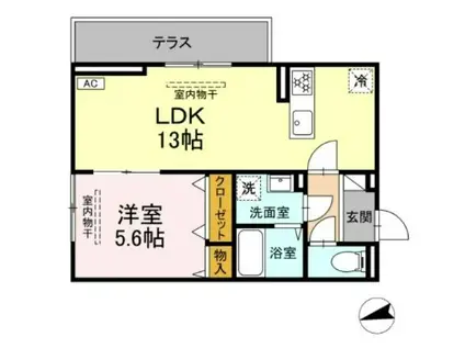 アンソレイユ宮ノ上(1LDK/1階)の間取り写真