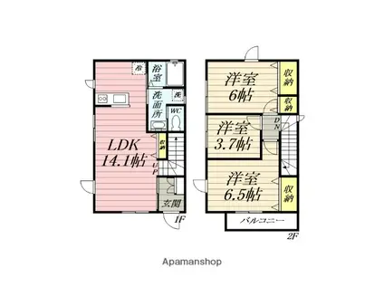 小田急電鉄江ノ島線 鵠沼海岸駅 徒歩6分 2階建 築4年(3LDK)の間取り写真