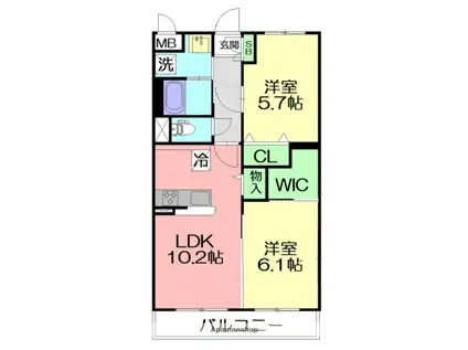 プラザ富(2LDK/2階)の間取り写真