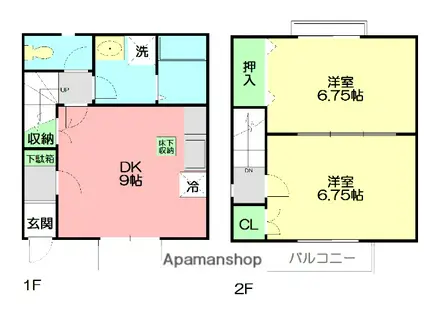 カーサ・デルーチェ(2DK/1階)の間取り写真