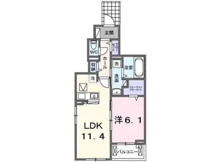 エルメシア(1LDK/1階)の間取り写真