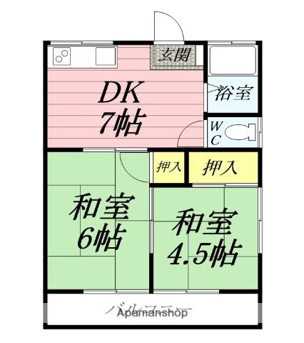 さがみ野荘(2DK/2階)の間取り写真
