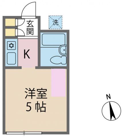 アップルハウス三ッ沢B(ワンルーム/1階)の間取り写真