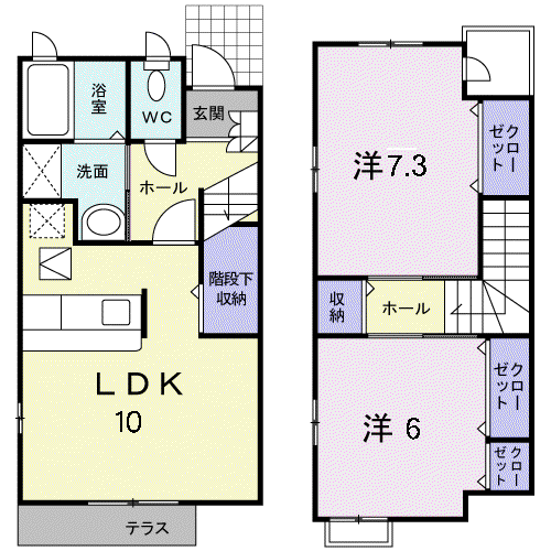 グランシエルS Ⅱ(2LDK/1階)の間取り写真